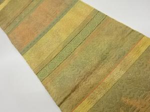 リサイクル　横段に抽象草花模様織出し織出し開き名古屋帯（額縁仕立て）